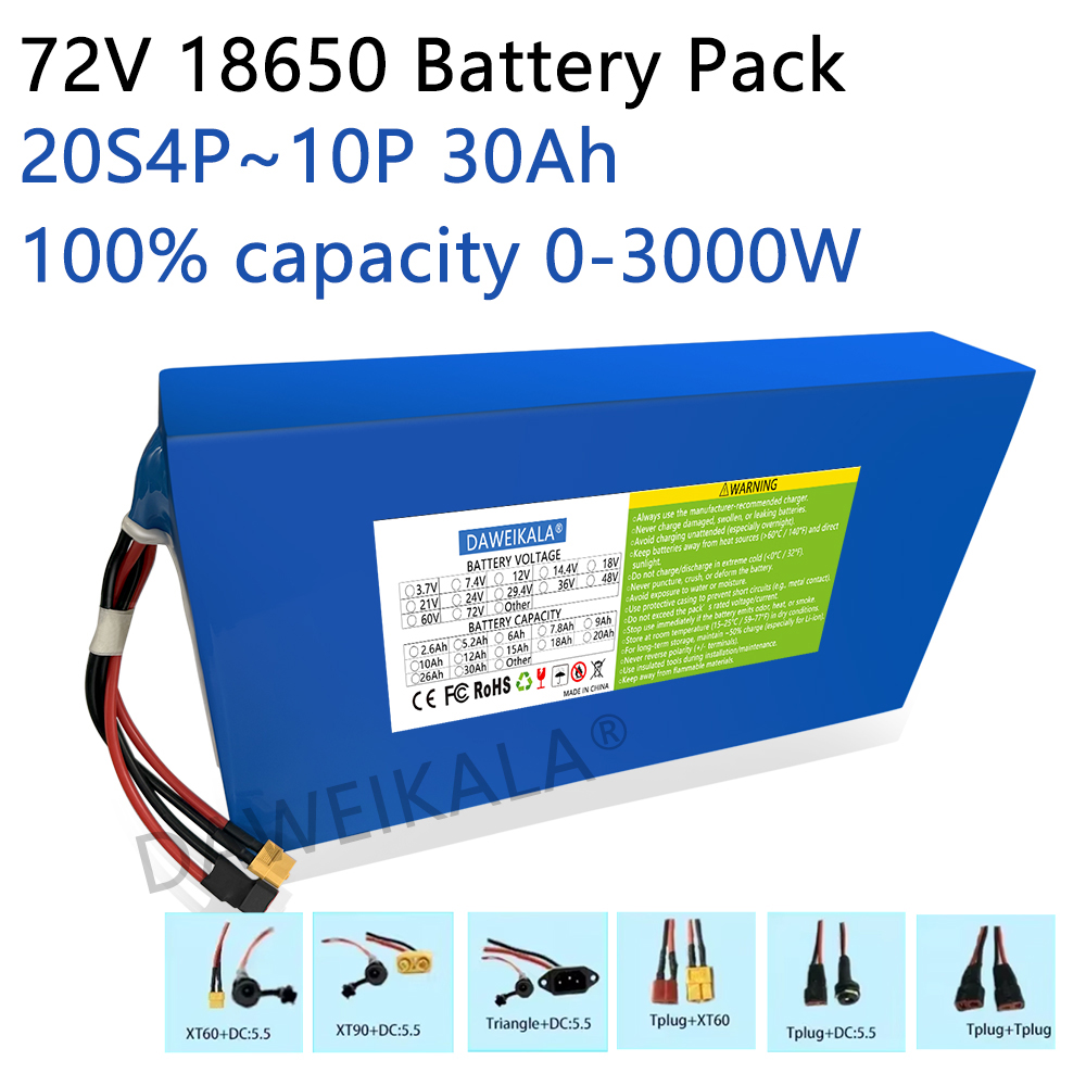 Electric Bicycle Battery 72V 30Ah - Nowy akumulator 72V 12Ah-30Ah 18650 z