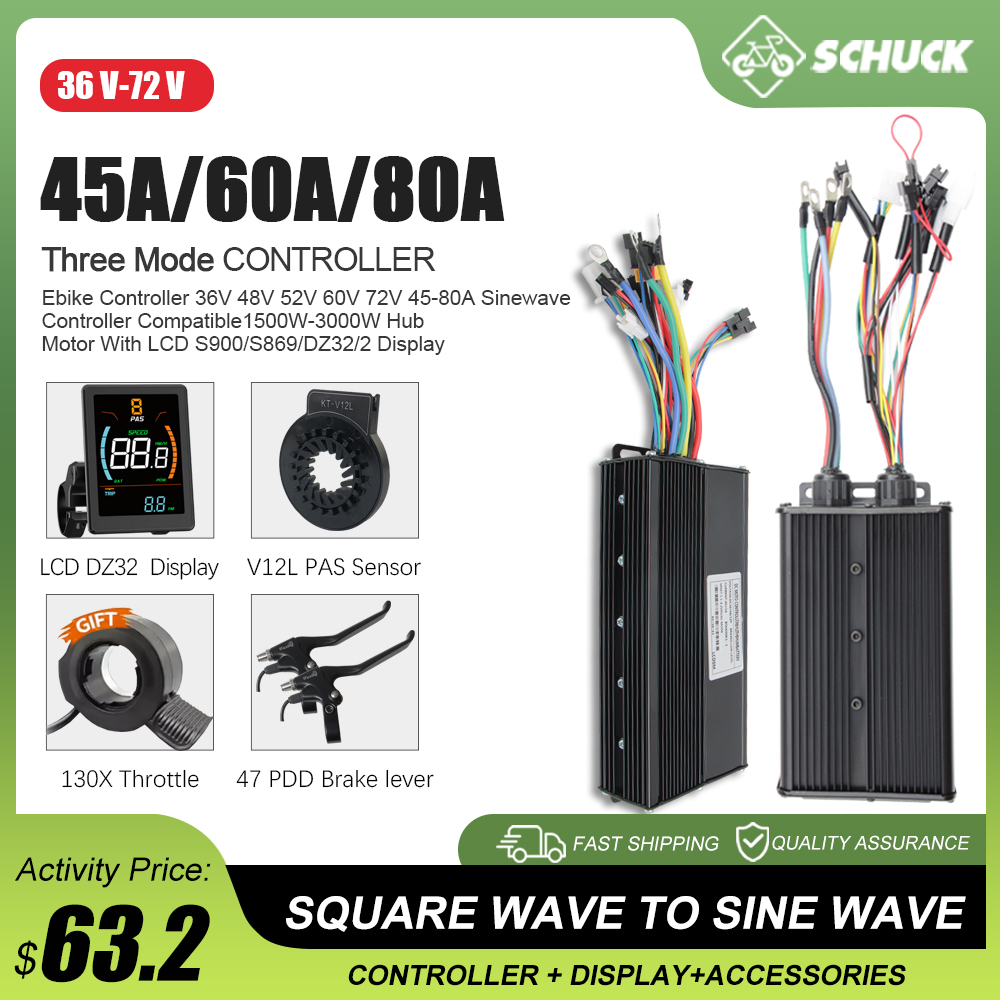 Kontroler e-bike 3-trybowy 48V – Sine Wave Controller 48V 72V 80A recenzja i cena