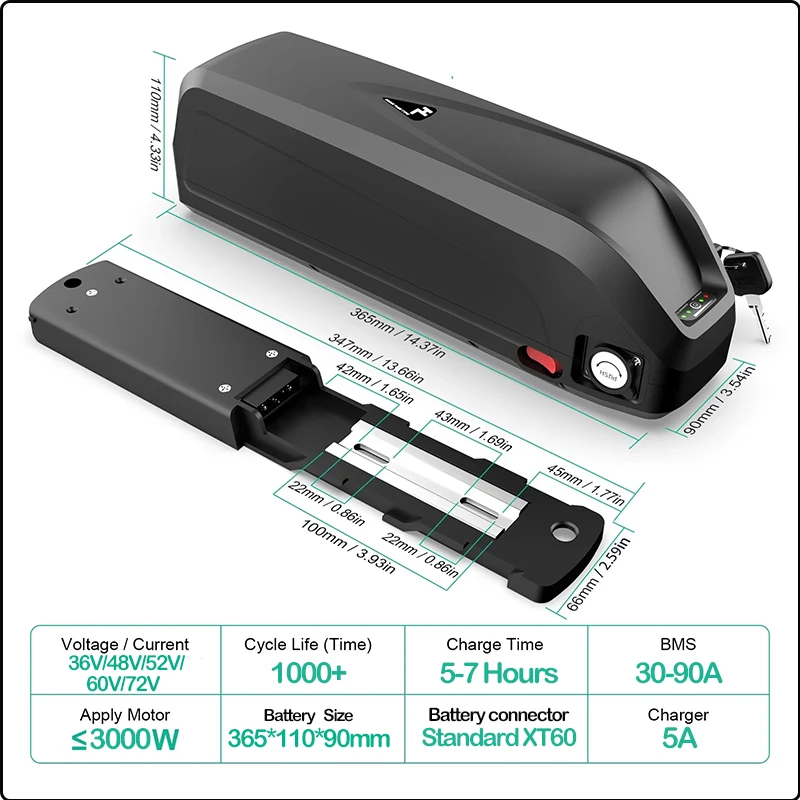 Akumulator do e-bike'a 72V 60V – Ebike Battery 48V 20Ah Hailong recenzja i cena